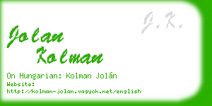 jolan kolman business card